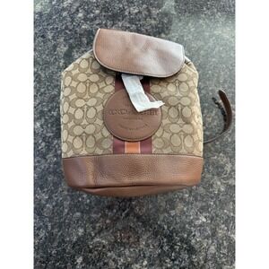 COACH DEMPSEY DRAWSTRING BACKPACK IN SIGNATURE JACQUARD with PATCH & STRIPE NEW